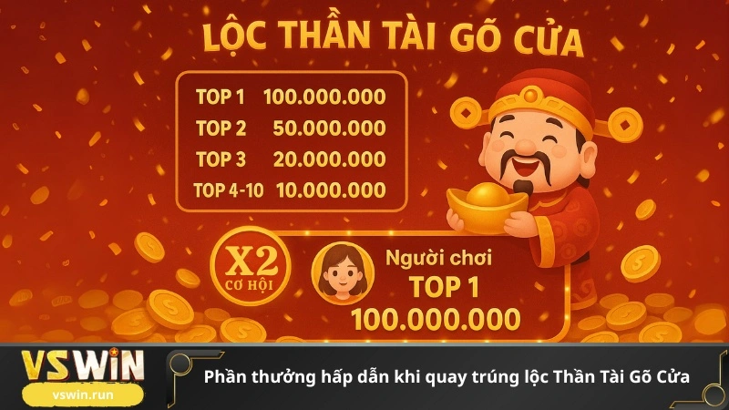 phần thưởng hấp dẫn khi quay trúng lộc Thần Tài Gõ Cửa